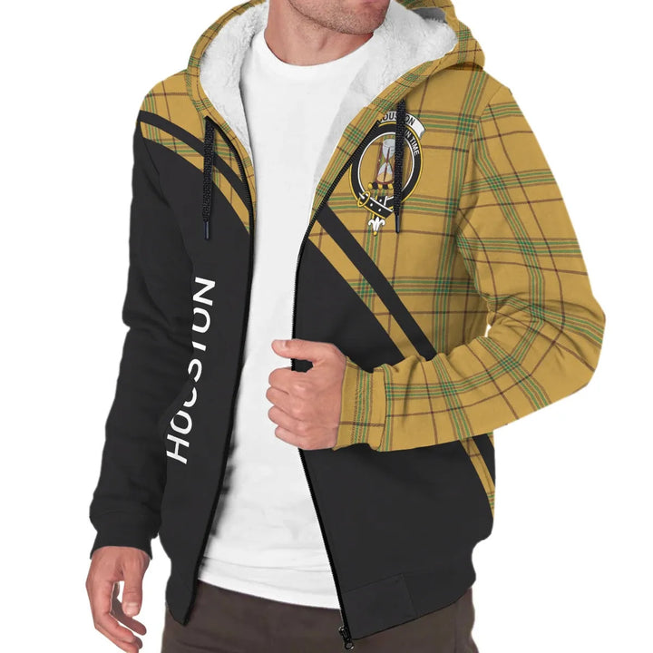 Scottish Houston Clan Crest Tartan Curve Sherpa Hoodie