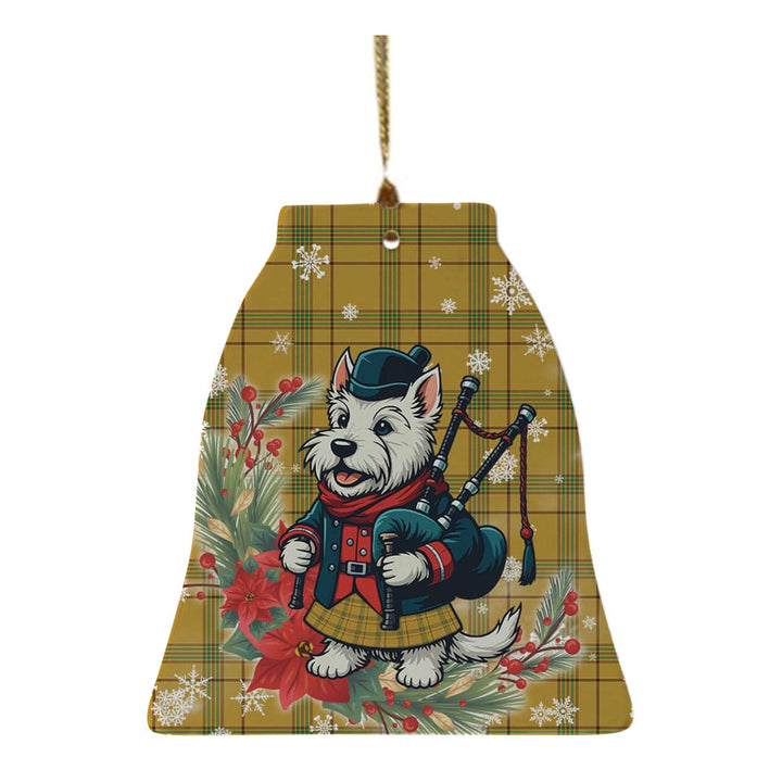 Scottish Houston Clan Tartan Ceramic Ornament Cute Scottish Terrier Dog Bell Style Tartan Plaid