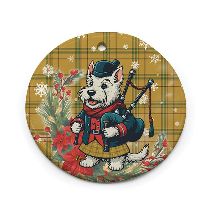 Scottish Houston Clan Tartan Ceramic Ornament Cute Scottish Terrier Dog Circle Style Tartan Plaid