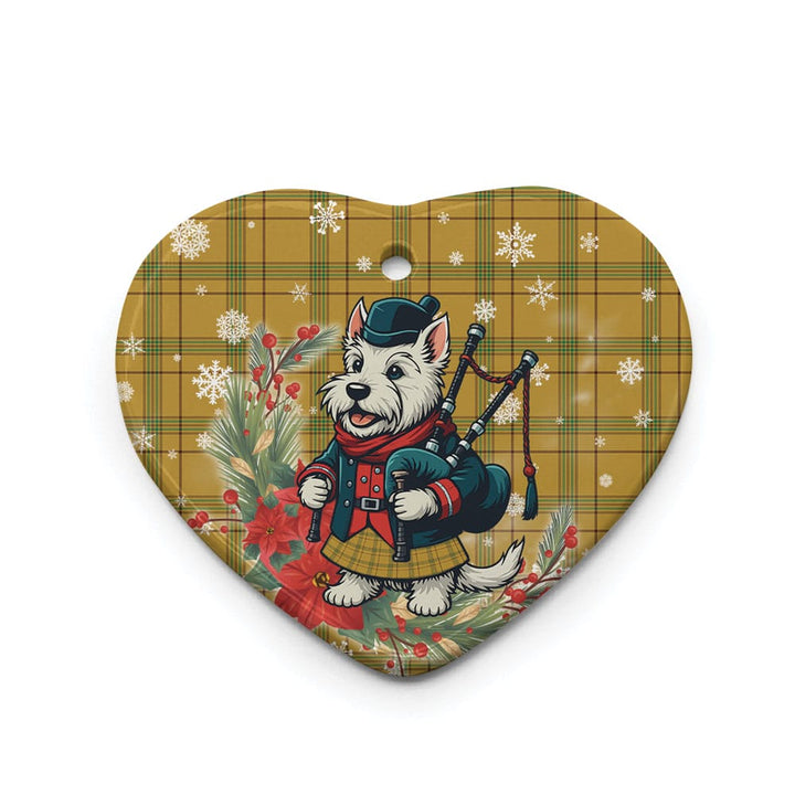 Scottish Houston Clan Tartan Ceramic Ornament Cute Scottish Terrier Dog Heart Style Tartan Plaid