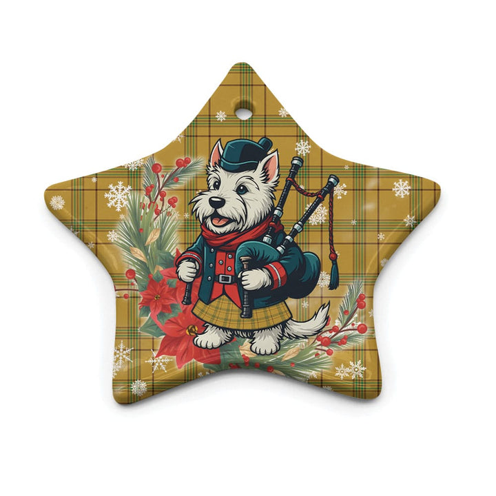 Scottish Houston Clan Tartan Ceramic Ornament Cute Scottish Terrier Dog Star Style Tartan Plaid