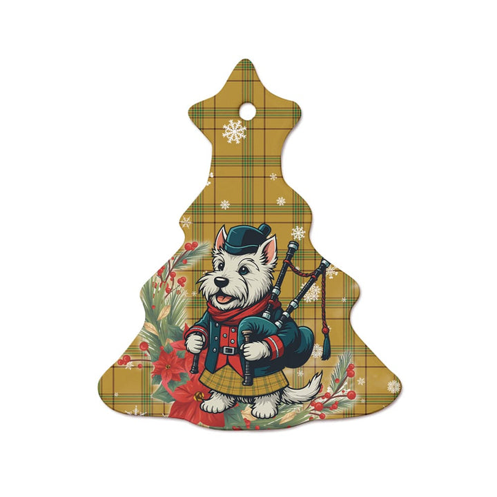 Scottish Houston Clan Tartan Ceramic Ornament Cute Scottish Terrier Dog Tree Style Tartan Plaid
