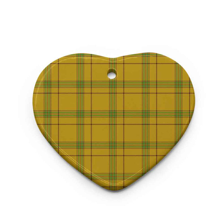 Scottish Houston Clan Tartan Ceramic Ornament Heart Shape Tartan Plaid