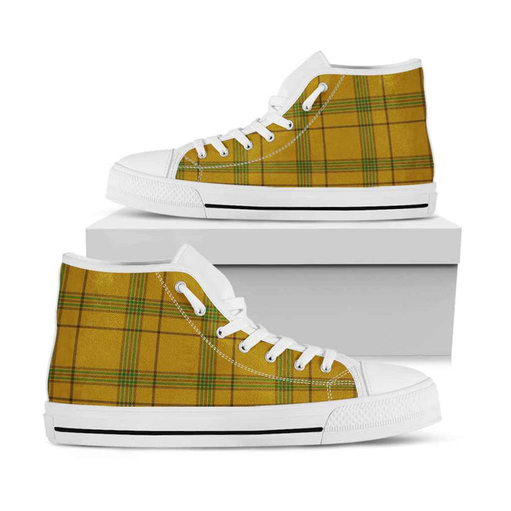 Scottish Houston Clan Tartan High Top Shoes White Sole Tartan Plaid