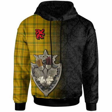 Scottish Houston Clan Tartan Hoodie - Half Thistle Flowers Celtic Design Front Side Tartan Plaid