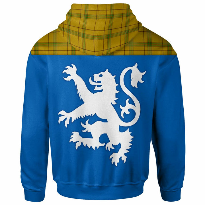 Scottish Houston Clan Tartan Hoodie - Lion Rampant of Scotland With Flag back Side Tartan Plaid