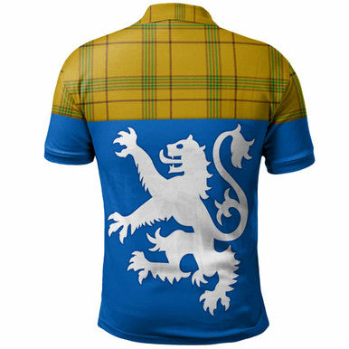 Scottish Houston Clan Tartan Polo Shirt - Lion Rampant of Scotland With Flag Back Side Tartan Plaid