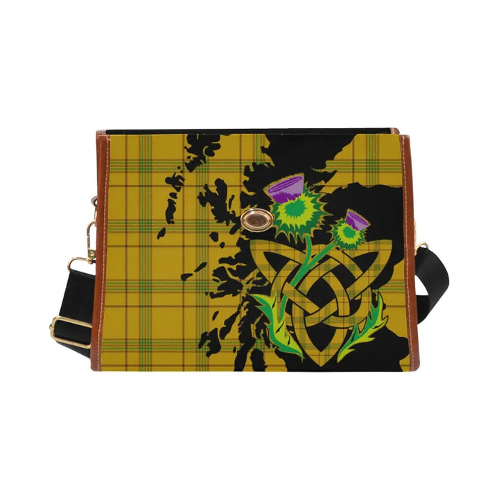 Scottish Houston Clan Tartan Waterproof Canvas Bag With Thistle Tartan Plaid 2