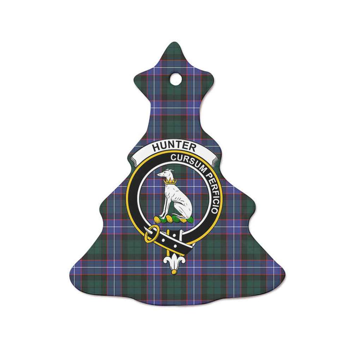 Scottish Hunter Clan Crest Tartan Ceramic Ornament Tree Shape Tartan Plaid