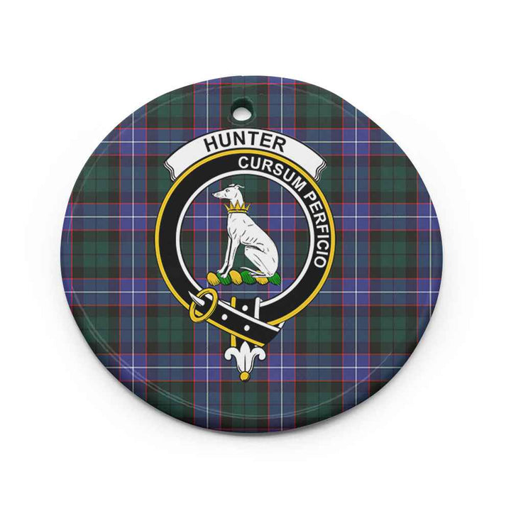 Scottish Hunter Clan Crest Tartan Ceramic Ornament Circle Shape Tartan Plaid