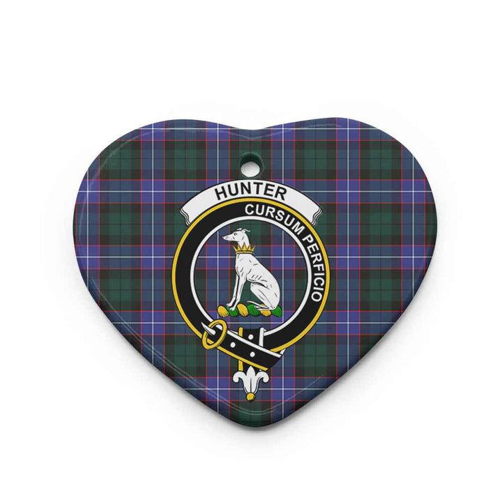 Scottish Hunter Clan Crest Tartan Ceramic Ornament Heart Shape Tartan Plaid