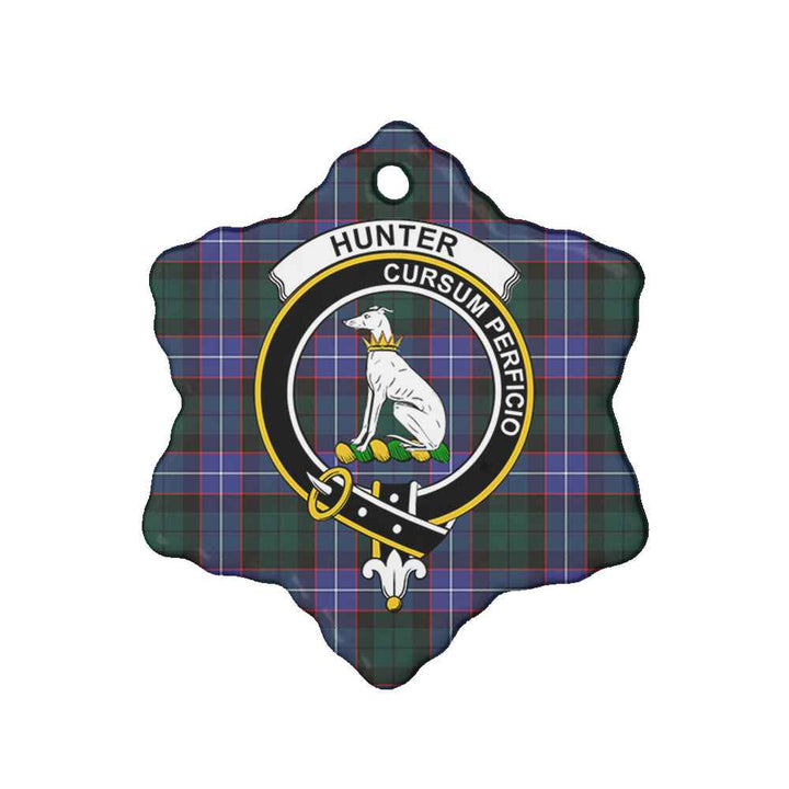 Scottish Hunter Clan Crest Tartan Ceramic Ornament Snow Flake Shape Tartan Plaid