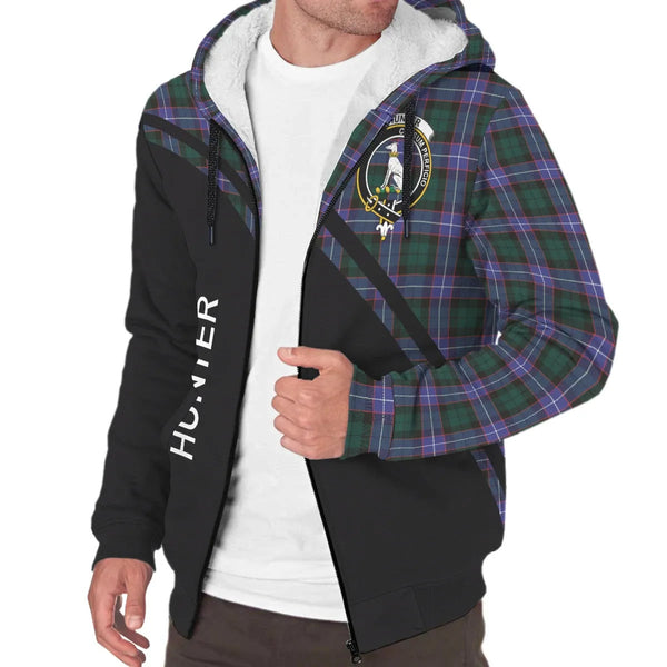 Scottish Hunter Clan Crest Tartan Curve Sherpa Hoodie
