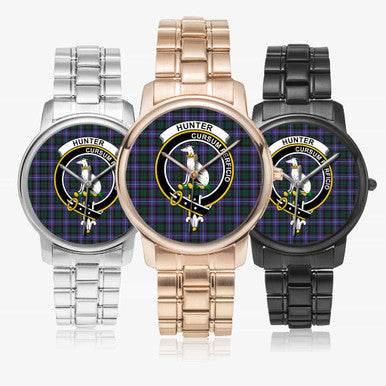 Scottish Hunter Clan Crest Tartan Folding Clasp Steel Quartz Watches Tartan Plaid All