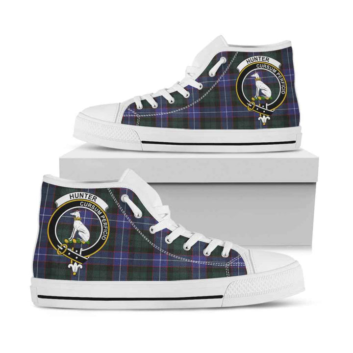 Scottish Hunter Clan Crest Tartan High Top Shoes White Sole Tartan Plaid