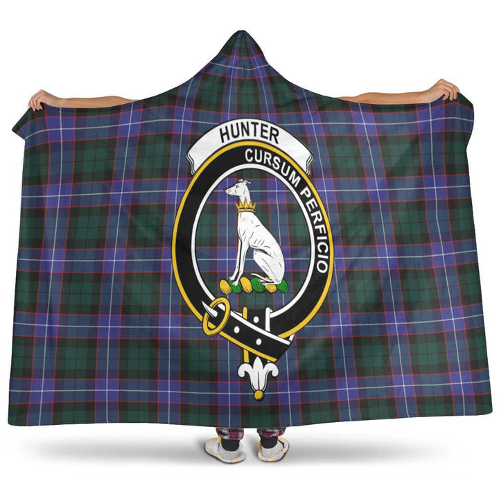 Scottish Hunter Clan Crest Tartan Hooded Blanket Tartan Plaid 1