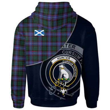 Scottish Hunter Clan Crest Tartan Hoodie - Bend Style Back Side Tartan Plaid