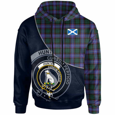 Scottish Hunter Clan Crest Tartan Hoodie - Bend Style Front Side Tartan Plaid