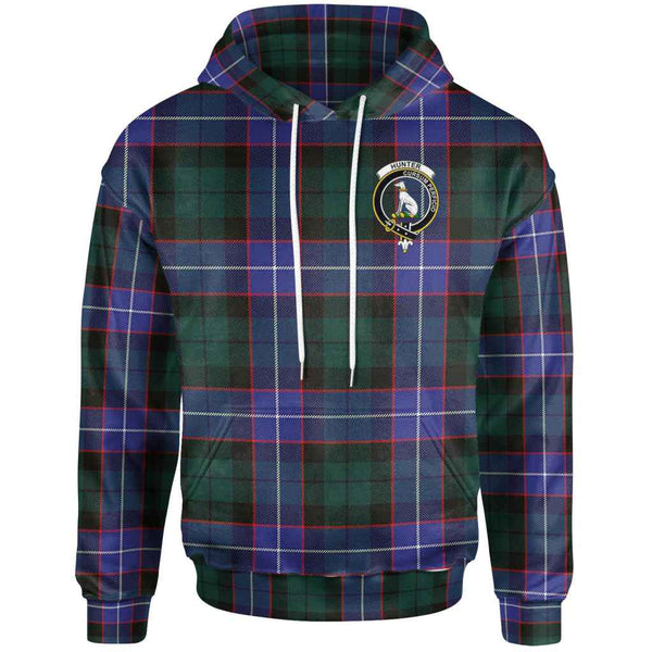 Scottish Hunter Clan Crest Tartan Hoodie Front Side Tartan Plaid