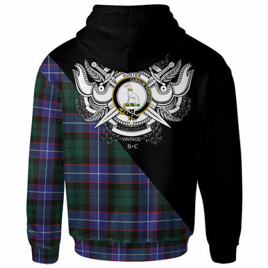 Scottish Hunter Clan Crest Tartan Hoodie - Military Logo Back Side Tartan Plaid