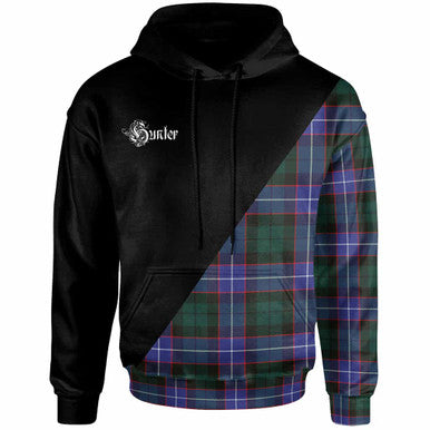 Scottish Hunter Clan Crest Tartan Hoodie - Military Logo Front Side Tartan Plaid