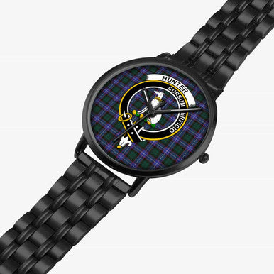 Scottish Hunter Clan Crest Tartan Instafamous Steel Quartz Watches Tartan Plaid Black 2