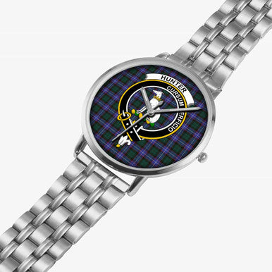 Scottish Hunter Clan Crest Tartan Instafamous Steel Quartz Watches Tartan Plaid Silver 2