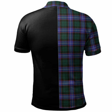 Scottish Hunter Clan Crest Tartan Polo Shirt - Half in Me Back Side Tartan Plaid