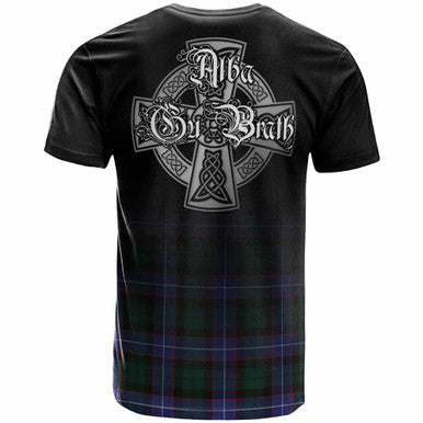 Scottish Hunter Clan Crest Tartan T-Shirt - Alba Gu Brath Family Crest Celtic Inspired Back Side Tartan Plaid