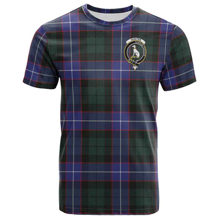 Scottish Hunter Clan Crest Tartan T-Shirt Front Side Tartan Plaid