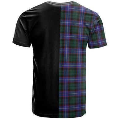 Scottish Hunter Clan Crest Tartan T-Shirt Half in Me Back Side Tartan Plaid