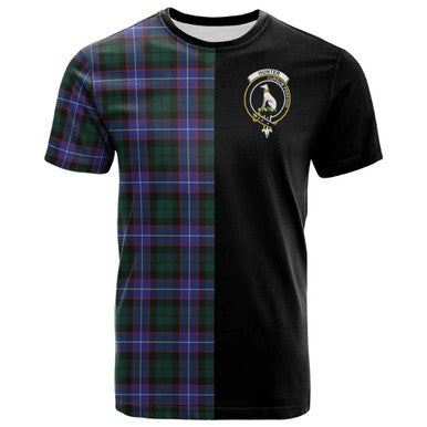 Scottish Hunter Clan Crest Tartan T-Shirt Half in Me Front Side Tartan Plaid