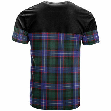 Scottish Hunter Clan Crest Tartan T-Shirt - Horizontal Style Back Side Tartan Plaid