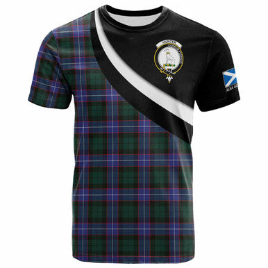 Scottish Hunter Clan Crest Tartan T-Shirt - Scotland Forever Style Front Side Tartan Plaid
