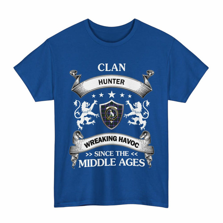 Scottish Hunter Clan Crest Tartan T-Shirt Wreaking Havoc Design Tartan Plaid Royal Color