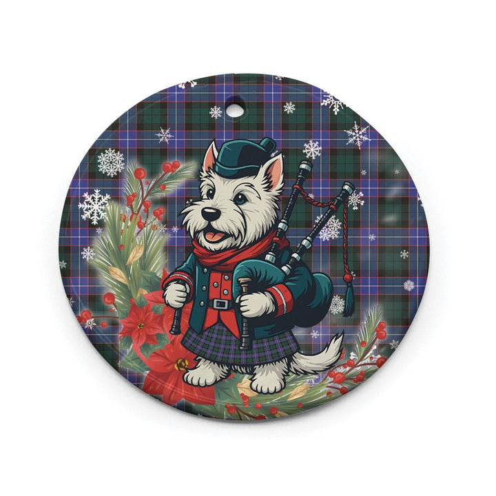 Scottish Hunter Modern Clan Tartan Ceramic Ornament Cute Scottish Terrier Dog Circle Style Tartan Plaid