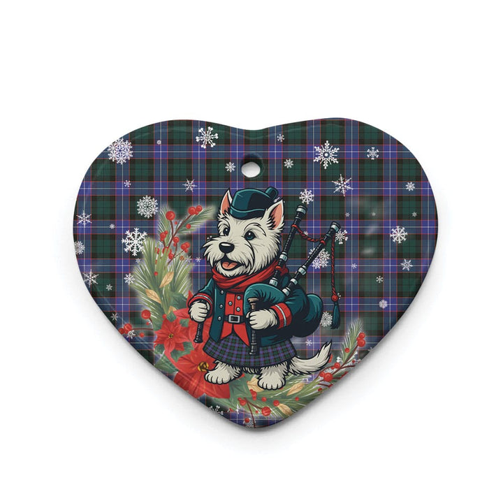 Scottish Hunter Modern Clan Tartan Ceramic Ornament Cute Scottish Terrier Dog Heart Style Tartan Plaid