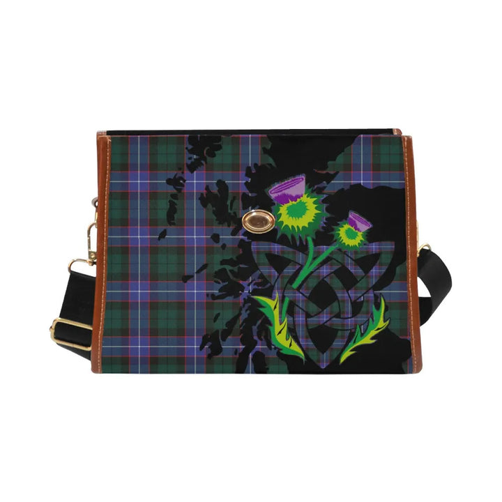 Scottish Hunter Modern Clan Tartan Waterproof Canvas Bag With Thistle Tartan Plaid 1