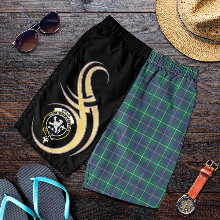 Scottish Inglis Ancient Clan Crest Tartan Believe in Me Men's Shorts
