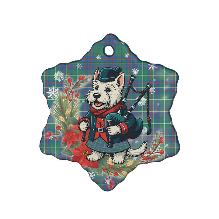 Scottish Inglis Ancient Clan Tartan Ceramic Ornament Cute Scottish Terrier Dog Snow Flake Style Tartan Plaid