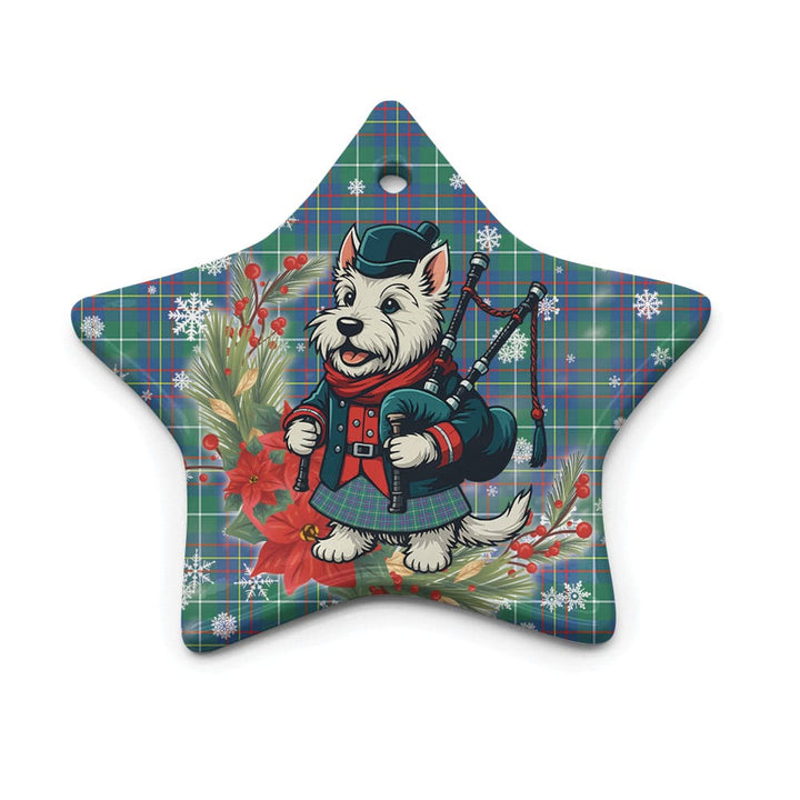 Scottish Inglis Ancient Clan Tartan Ceramic Ornament Cute Scottish Terrier Dog Star Style Tartan Plaid