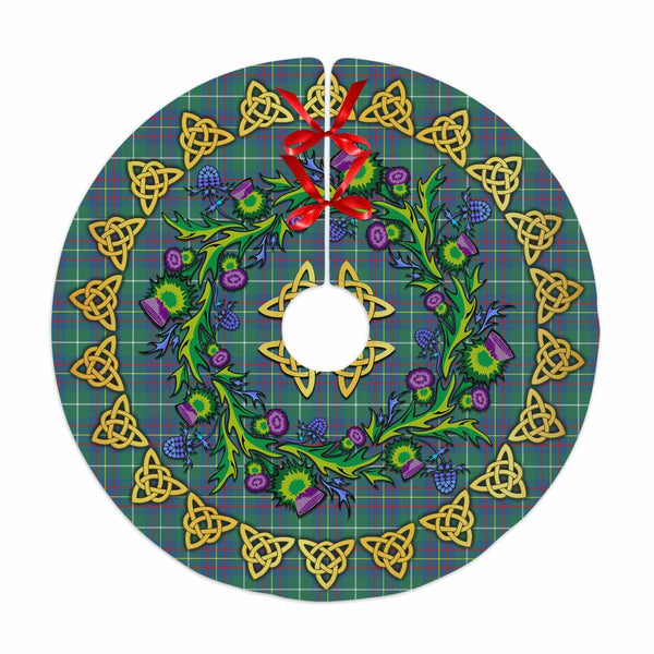 Scottish Inglis Ancient Clan Tartan Thistle Celtic Knot Christmas Tree Skirt No Tassels Tartan Plaid 1