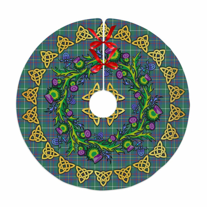 Scottish Inglis Ancient Clan Tartan Thistle Celtic Knot Christmas Tree Skirt No Tassels Tartan Plaid 1