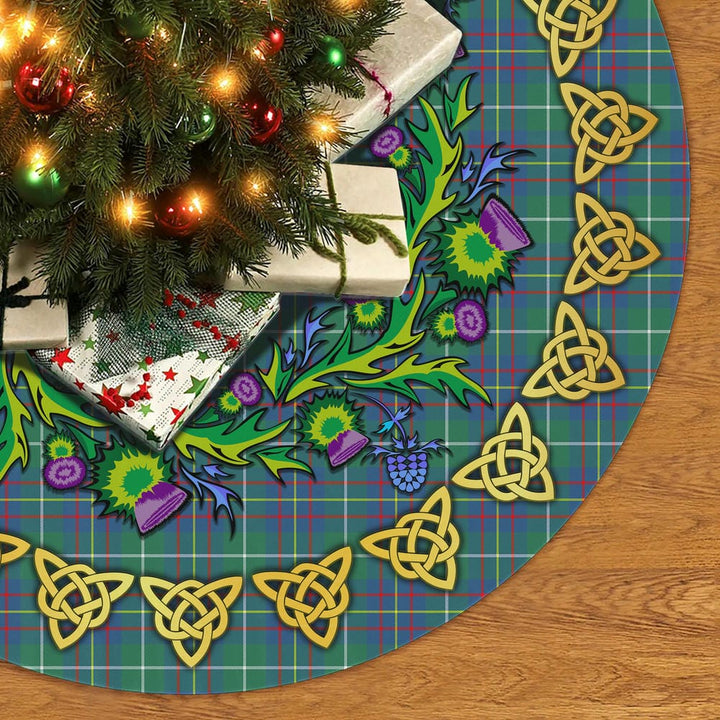 Scottish Inglis Ancient Clan Tartan Thistle Celtic Knot Christmas Tree Skirt No Tassels Tartan Plaid 2