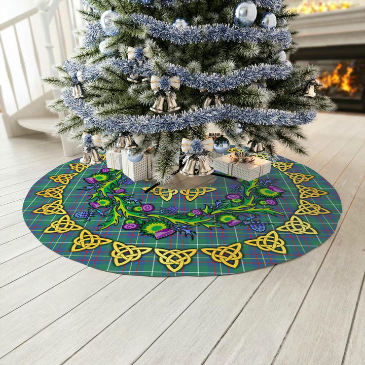 Scottish Inglis Ancient Clan Tartan Thistle Celtic Knot Christmas Tree Skirt No Tassels Tartan Plaid 3