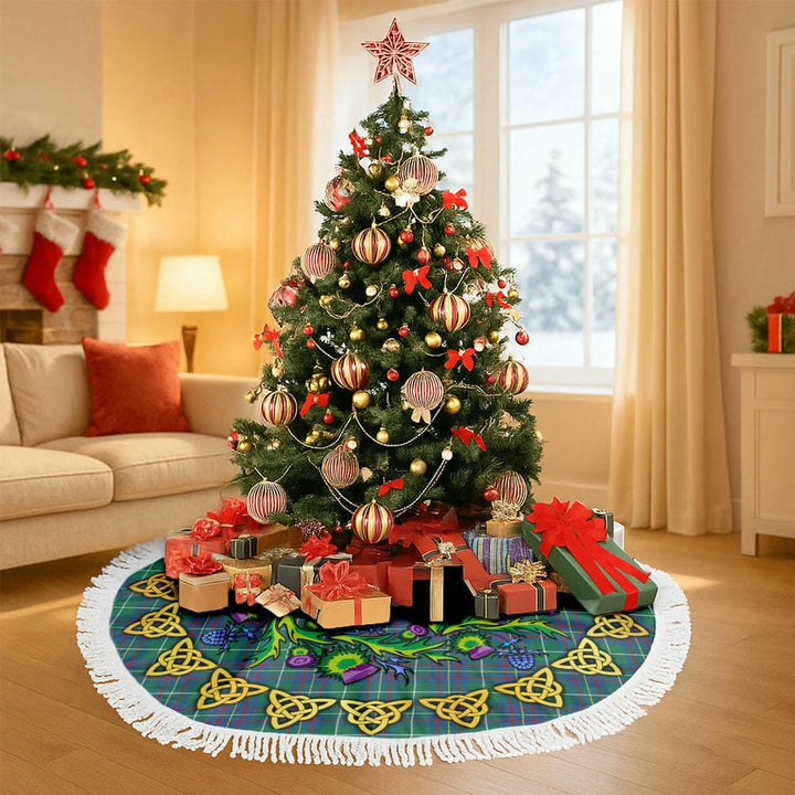 Scottish Inglis Ancient Clan Tartan Thistle Celtic Knot Christmas Tree Skirt Tassels Tartan Plaid 3