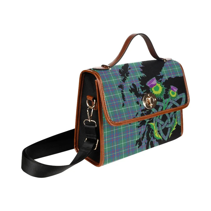 Scottish Inglis Ancient Clan Tartan Waterproof Canvas Bag With Thistle Tartan Plaid 3