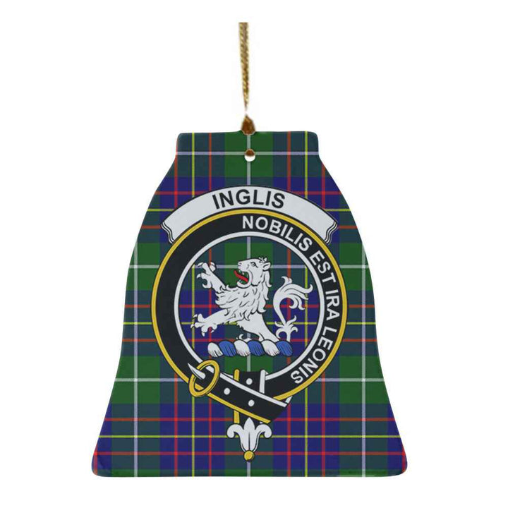 Scottish Inglis Clan Crest Tartan Ceramic Ornament Bell Shape Tartan Plaid