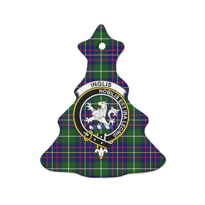 Scottish Inglis Clan Crest Tartan Ceramic Ornament Tree Shape Tartan Plaid