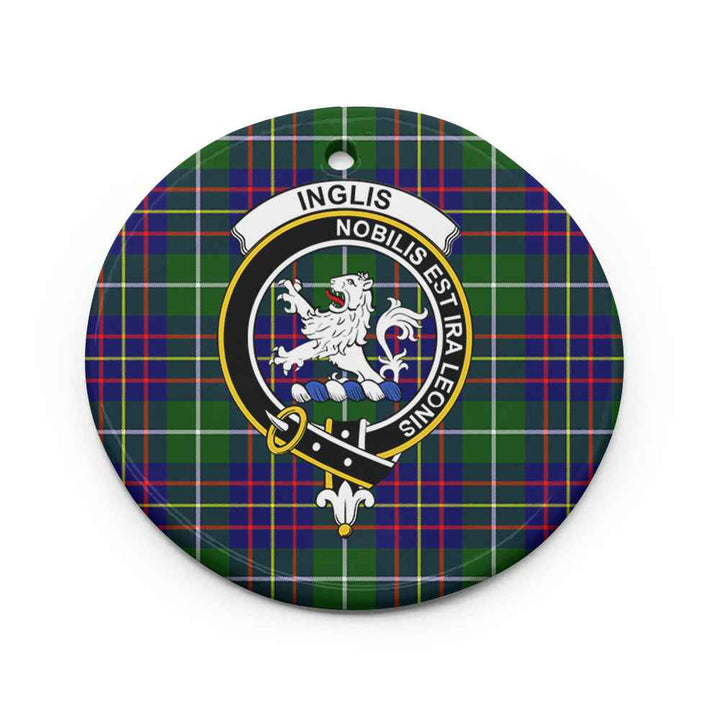 Scottish Inglis Clan Crest Tartan Ceramic Ornament Circle Shape Tartan Plaid